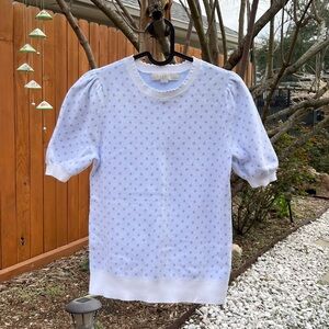 LOFT White and Blue Polka Dot Sweater- NWOT